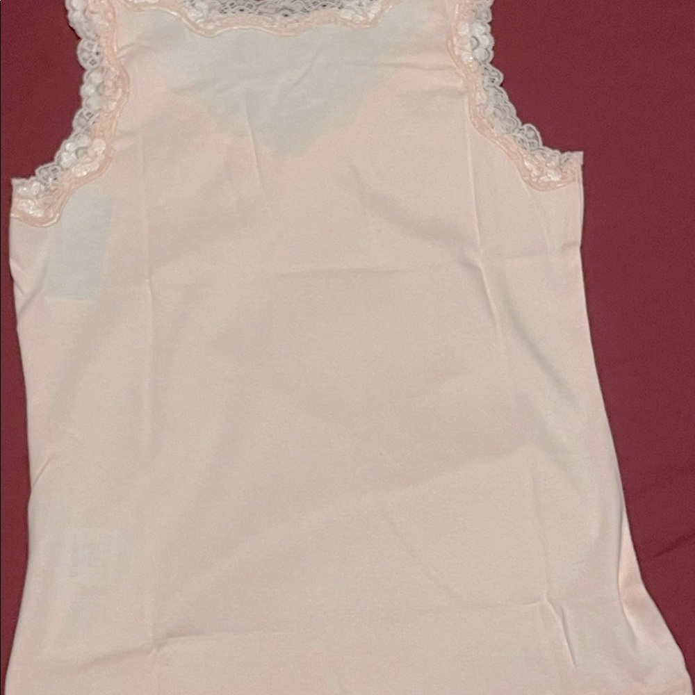 Petite Cotton Lace- Trim Tank Top